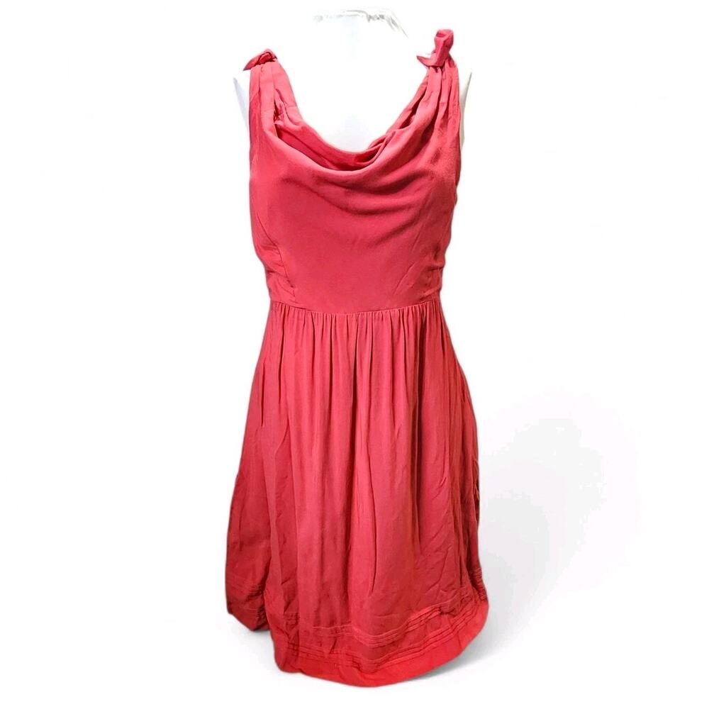 Anthropologie Maeve Brianne Dress Cowl Neck Coral Pink Knee Length Womens Size 4